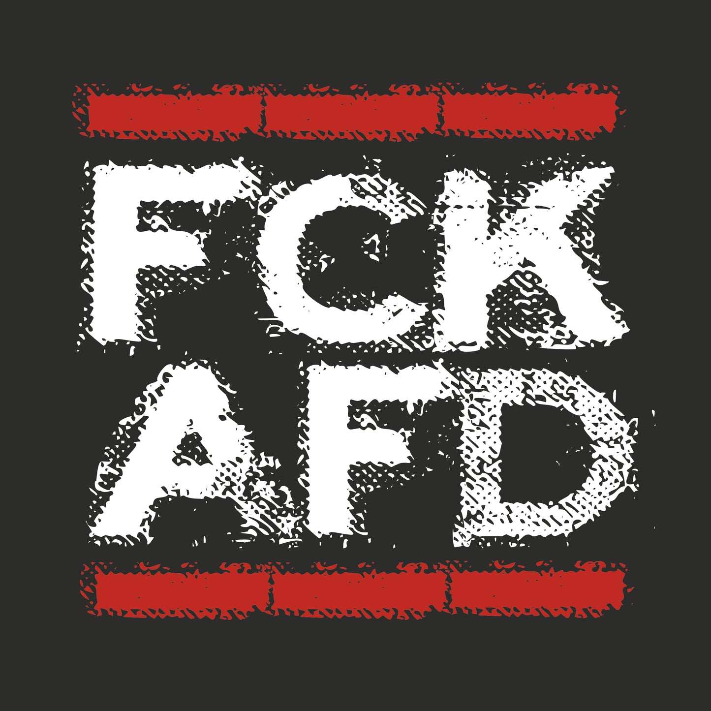 Druckansicht Schwarzer Unisex Sweater mit Frontprint ‚FCK NZS – Spuk den Faschismus weg‘ in Rot/Weiß, hochwertiger Siebdruck, Rundhalsausschnitt, gerippte Bündchen, Bio-Baumwolle.“