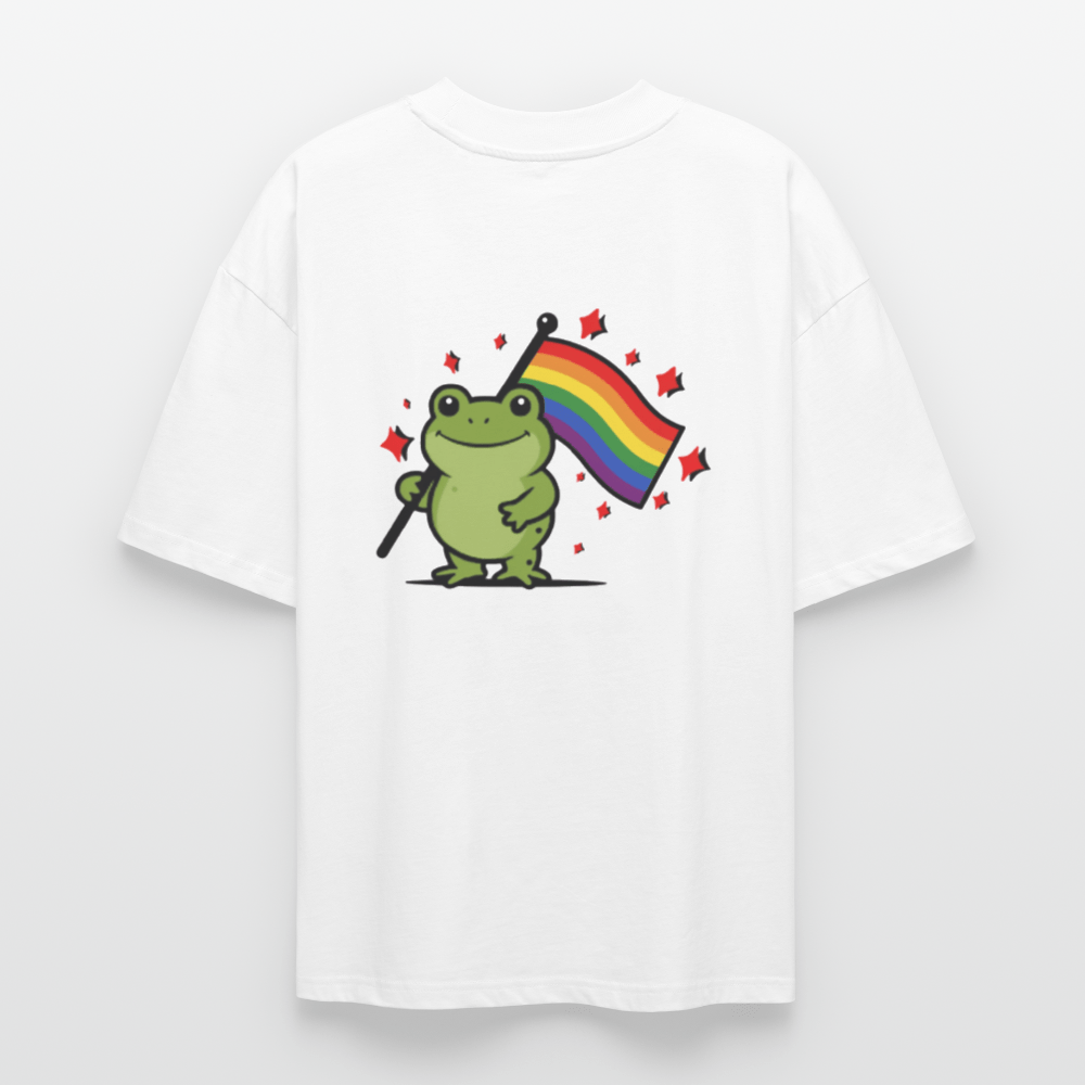 „Frog with Pride – Oversized Bio T-Shirt mit Regenbogen - Flagge“ - Das kreative Statement