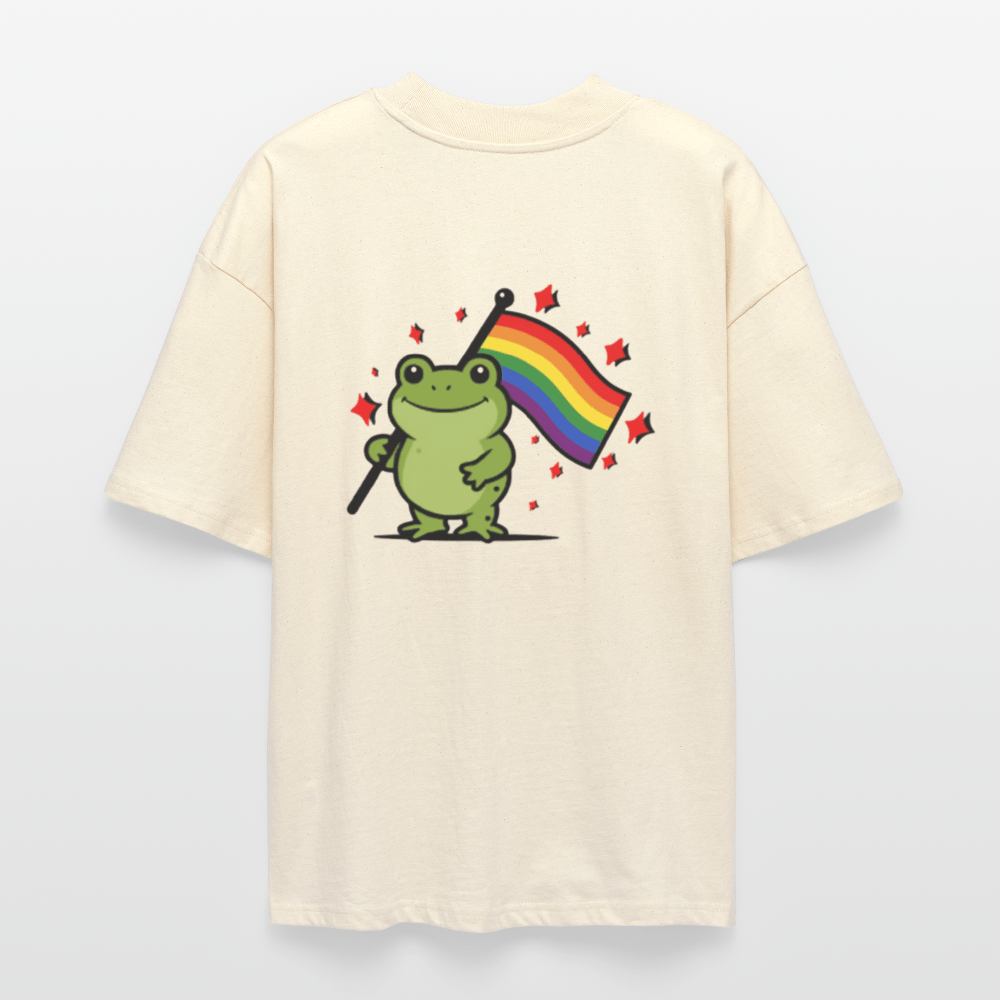 „Frog with Pride – Oversized Bio T-Shirt mit Regenbogen - Flagge“ - Das kreative Statement
