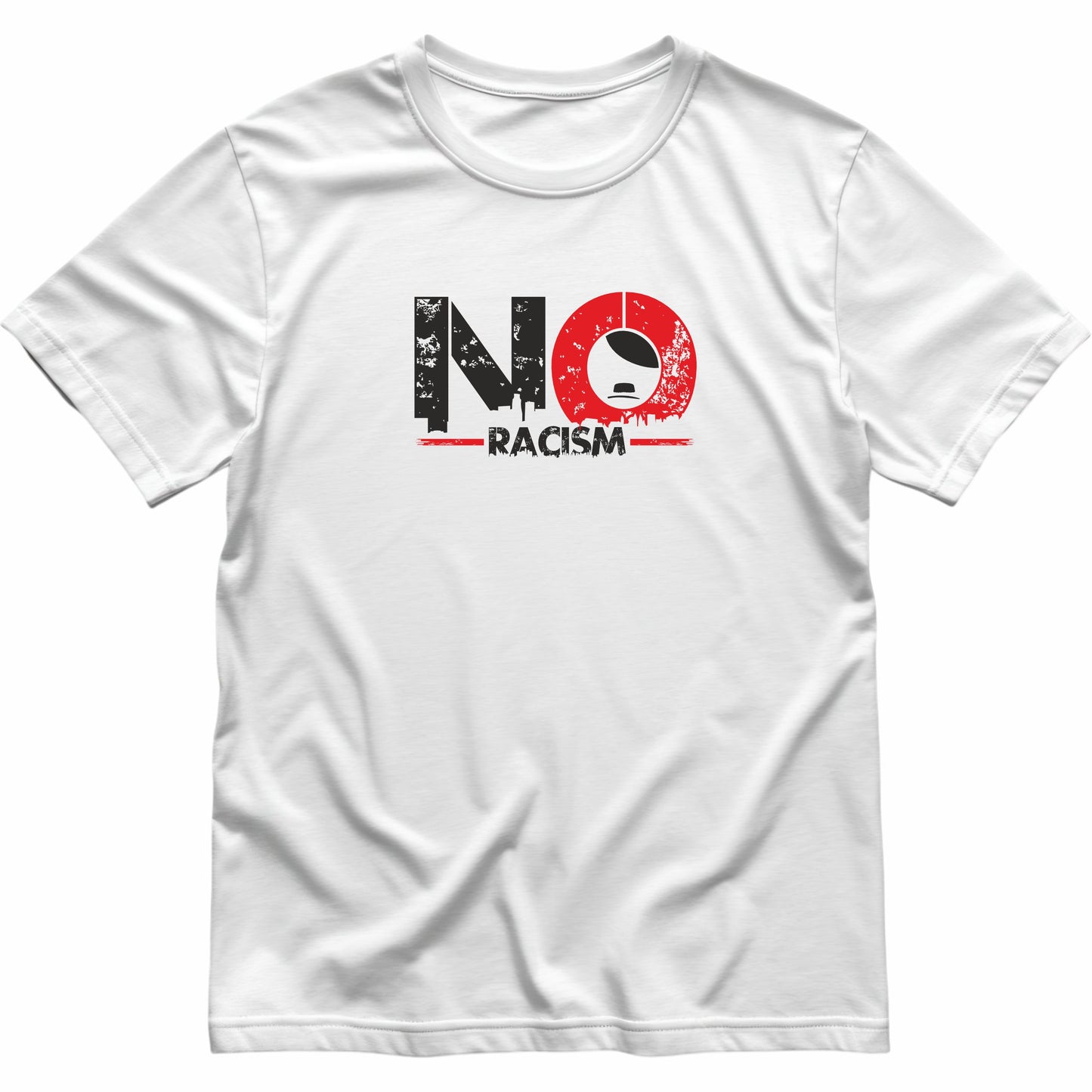 „NO RACISM“ Statement T-Shirt | Bio-Baumwolle | Hochwertiger Siebdruck | Unisex | B&C Premium | Trage Komfort & Haltung vereint - T-Shirt Weiß