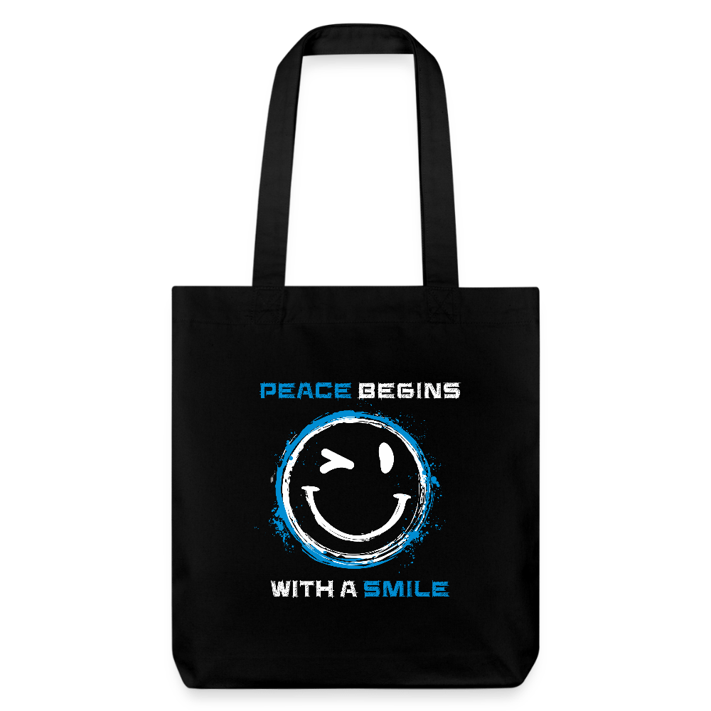 Recycelter Heavyweight Stoffbeutel - Peace begins with a smile - Das kreative Statement
