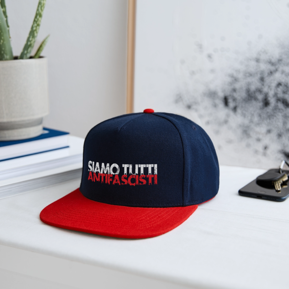 Snapback Cap - Siamo tutti antifacisti - Navy/Rot