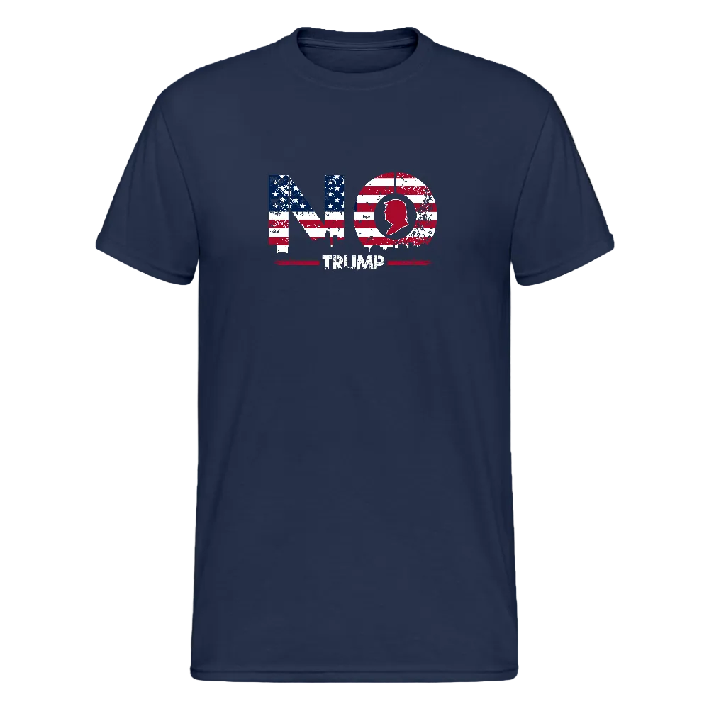 Politisches Statement-Shirt NO TRUMP in Navy mit US-Flagge und Profilgrafik