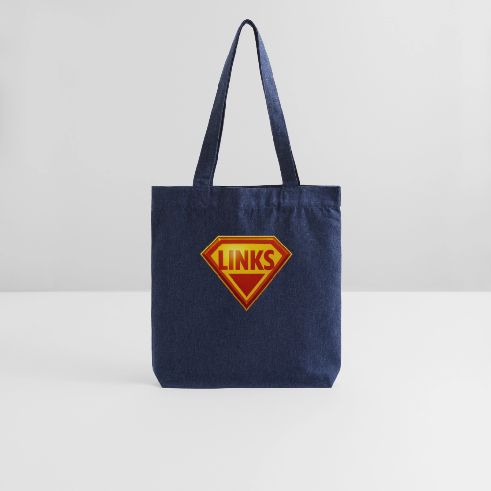 Stoffbeutel mit beidseitigem Superman-ähnlichem ‚LINKS‘-Logo, recyceltes Material, lange Trageriemen und verstärkter Boden“- melange Blue