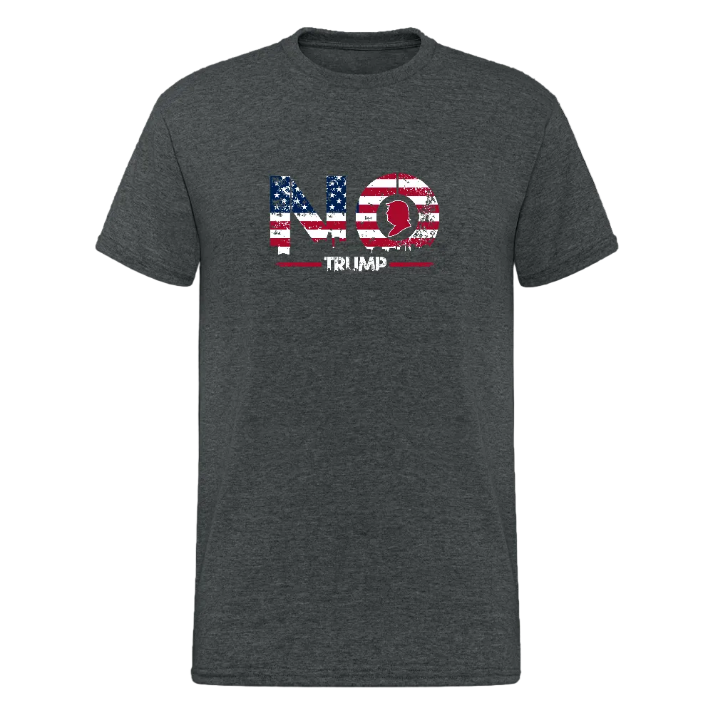 NO TRUMP T-Shirt in Dunkelgrau meliert – Anti-Trump Design mit Flaggenmotiv