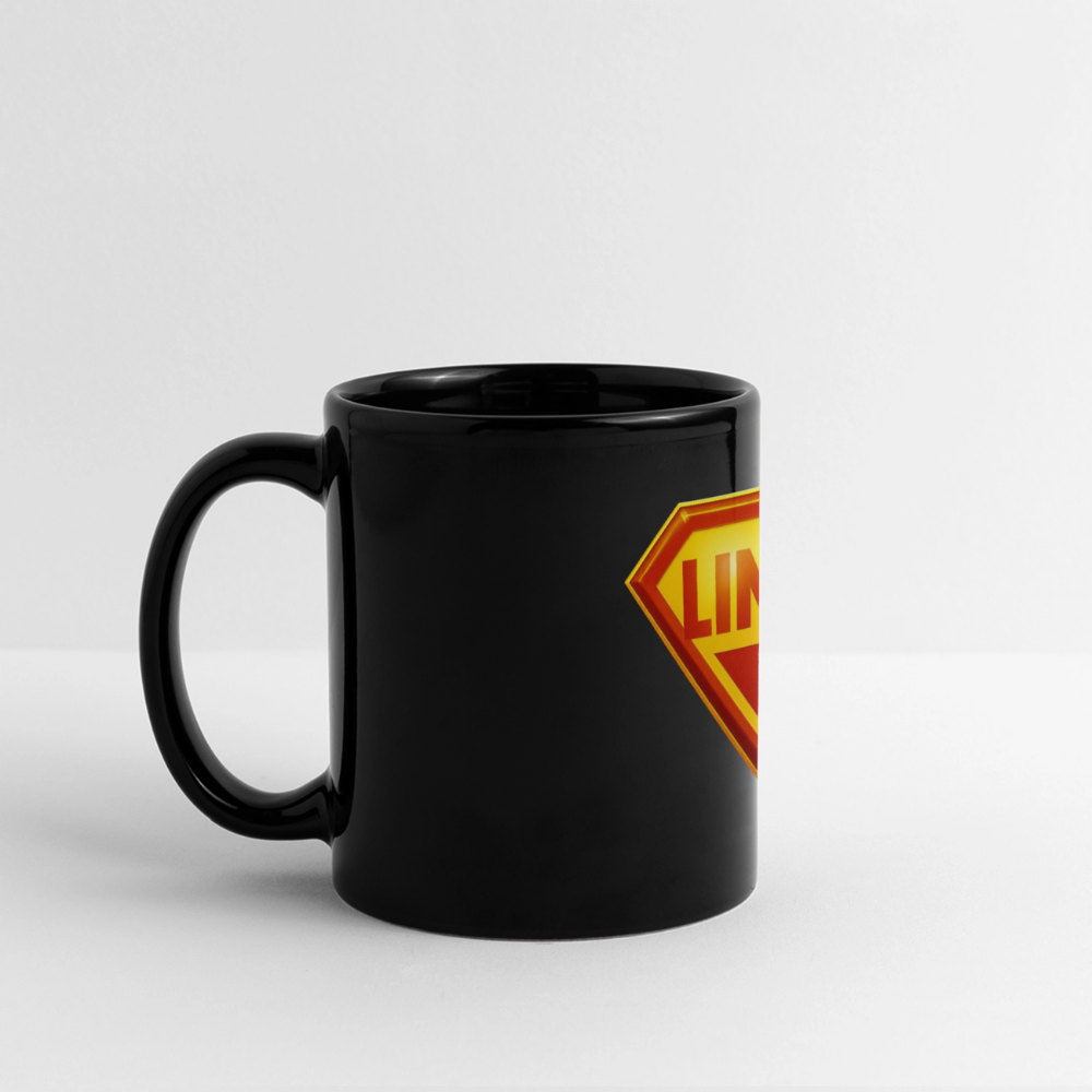 Kaffeetasse -Keramiktasse mit Superman-ähnlichem ‚LINKS‘-Logo in Rot-Gelb, 325 ml, kratzfest und UV-beständig“