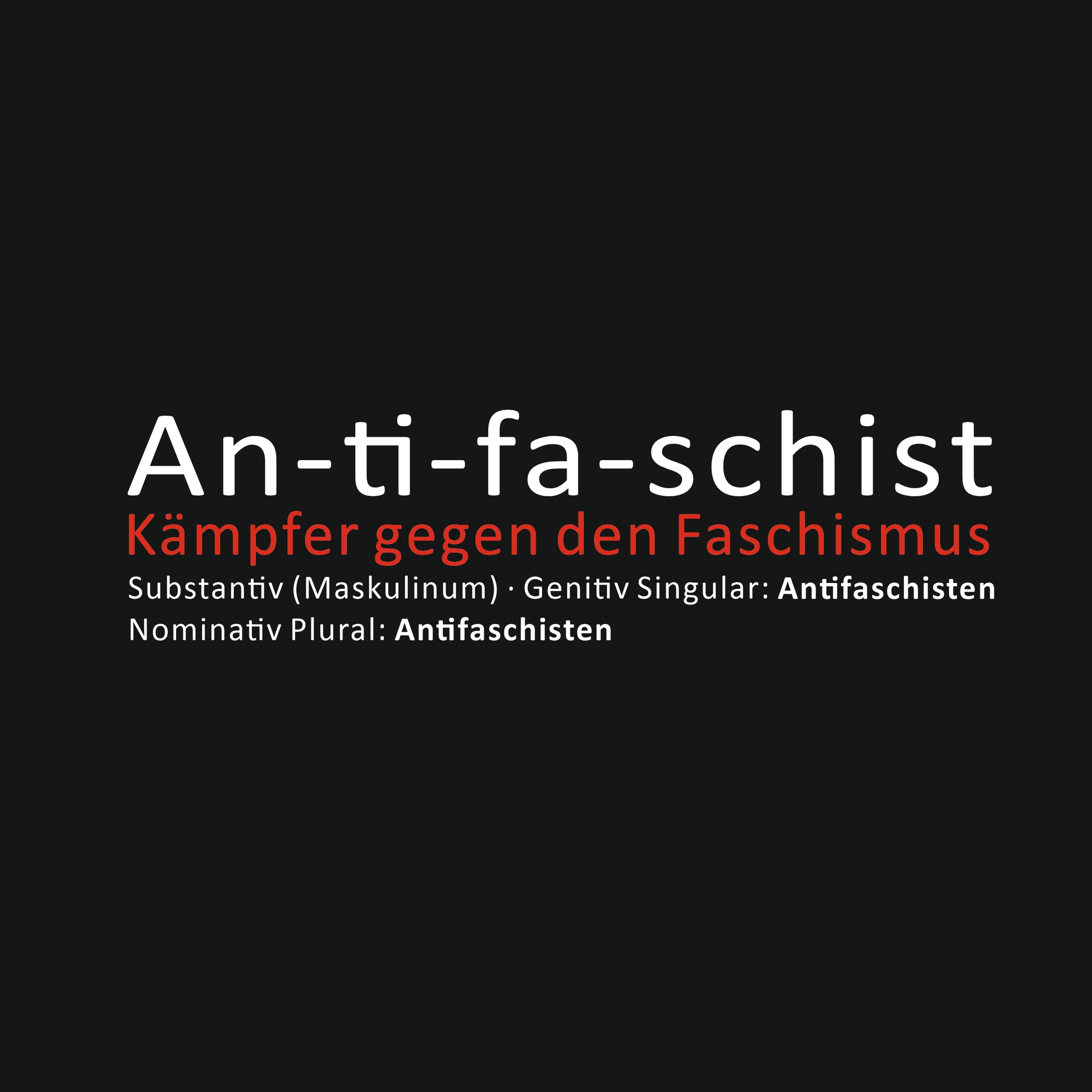 Unisex Statement-Shirt mit „Antifaschist“-Frontprint – fair produziert aus Bio-Baumwolle, politisch aktiv gegen Faschismus.
