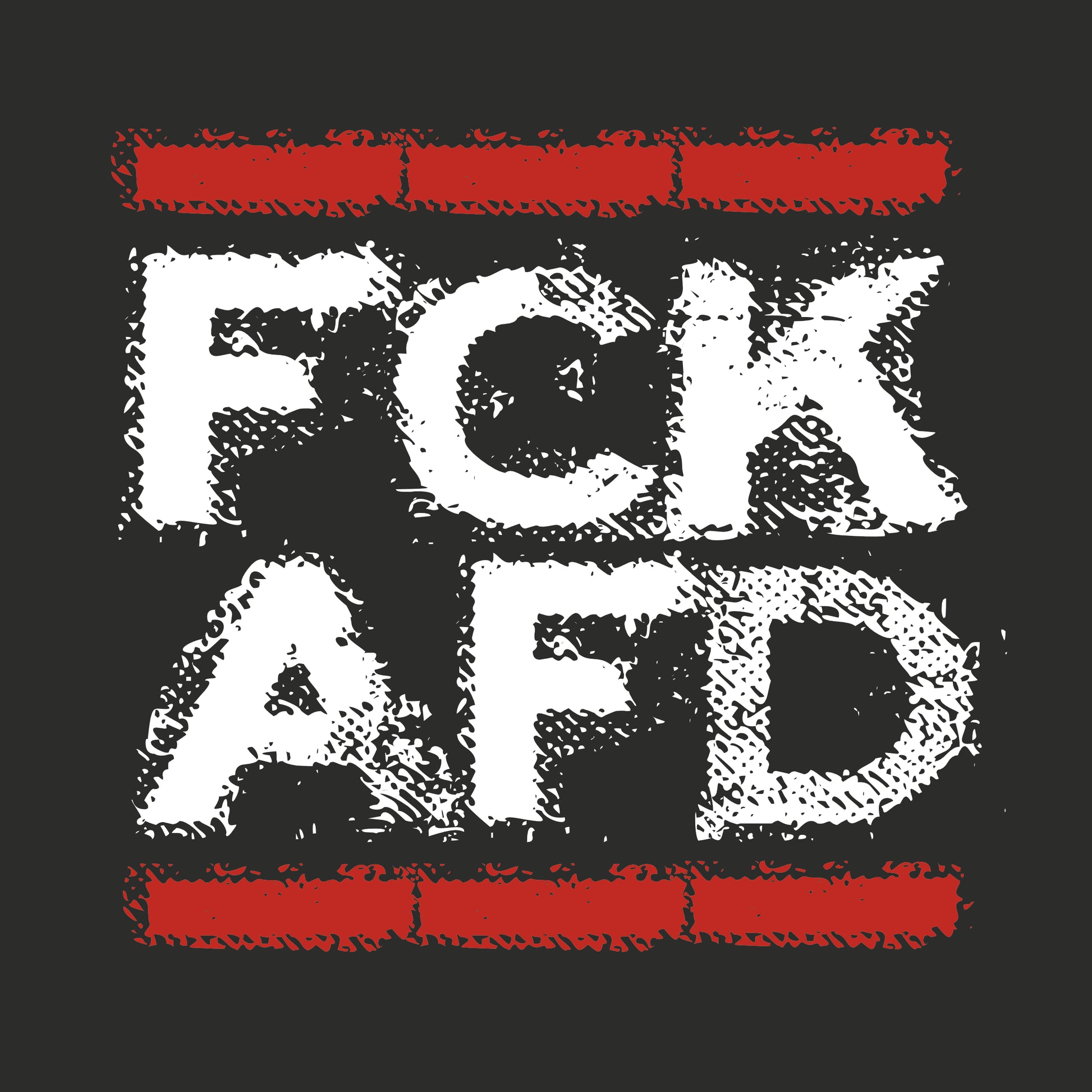 Druckansicht Schwarzer Unisex Sweater mit Frontprint ‚FCK NZS – Spuk den Faschismus weg‘ in Rot/Weiß, hochwertiger Siebdruck, Rundhalsausschnitt, gerippte Bündchen, Bio-Baumwolle.“
