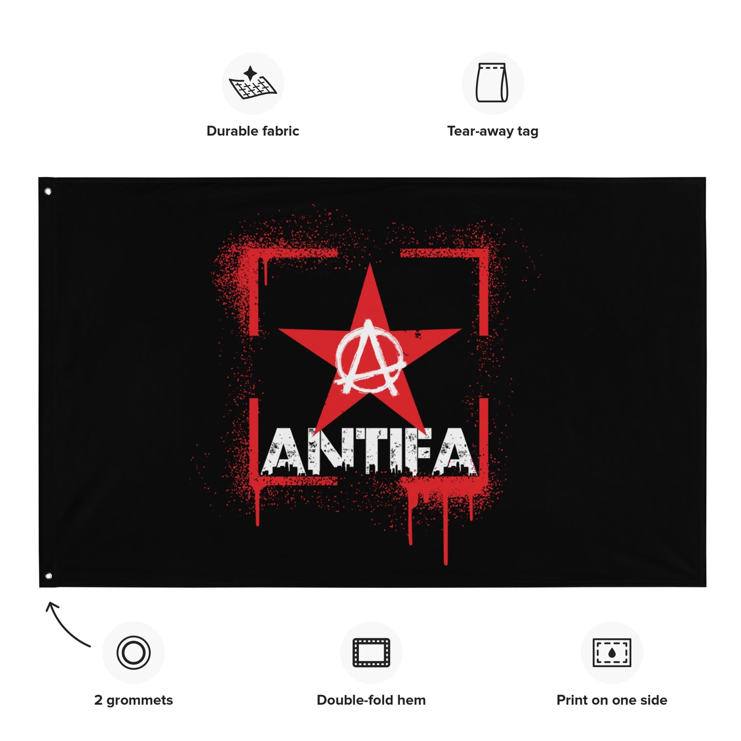 
„Roter Stern mit weißem Anarcho-Symbol im Zentrum – visuelles Zeichen für antifaschistischen Widerstand“
