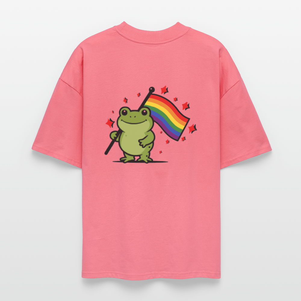 „Frog with Pride – Oversized Bio T-Shirt mit Regenbogen - Flagge“ - Das kreative Statement