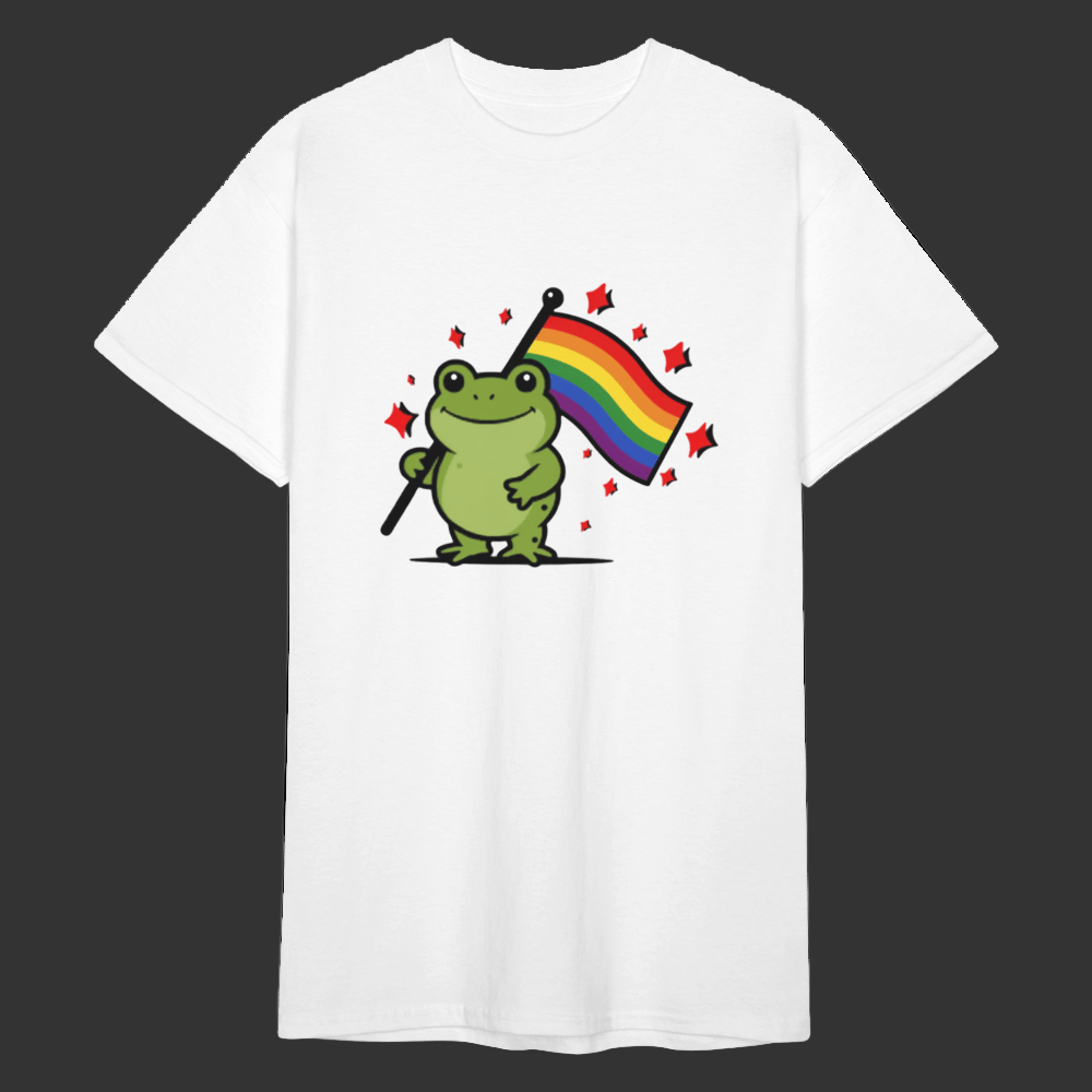 Unisex T-Shirt „Frog with Pride – Oversized Bio T-Shirt mit Regenbogen - Flagge - Das kreative Statement